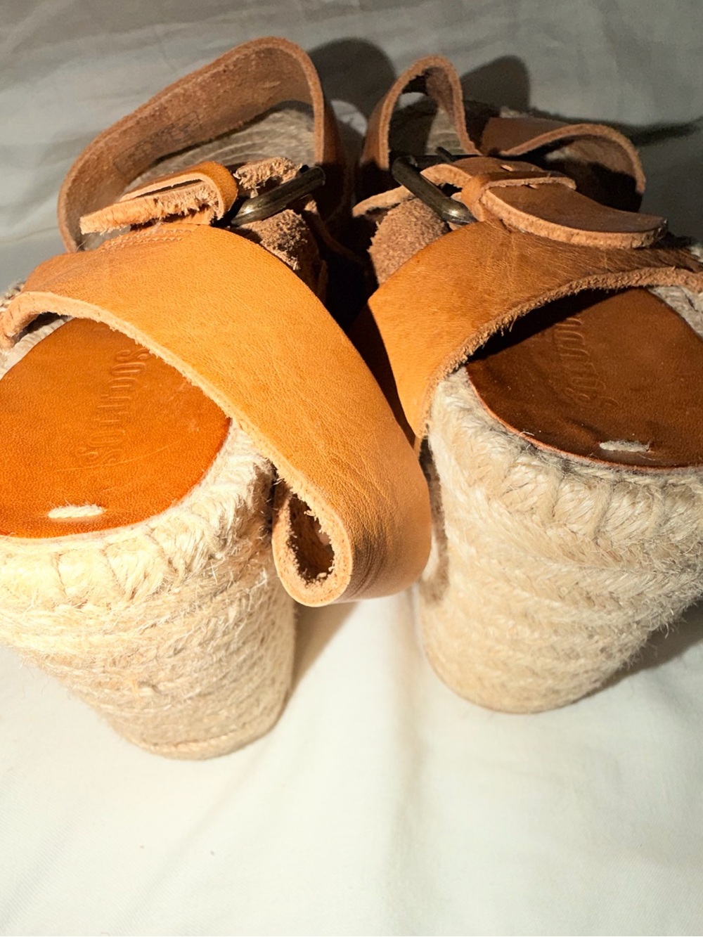 Soludos Tan Leather Espadrille Wedge Sandals - Picture 4 of 5